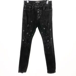 PURPLE BRAND Distressed Skinny Jeans Black 31